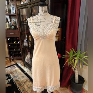 Vintage Sears Peaches & Cream Lace Midi Slip Dress